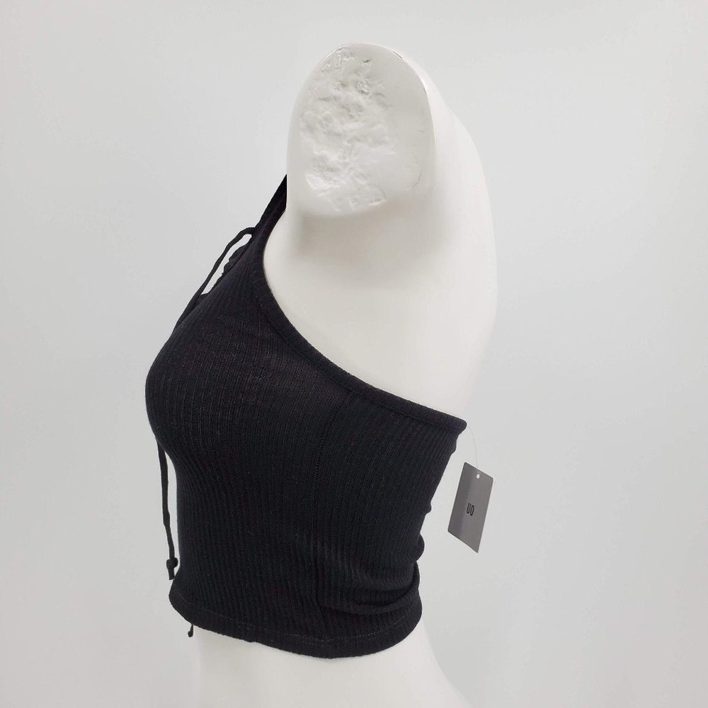 Urban Outfitters Black Ribbed Crop Halter Top - Picture 3 of 4